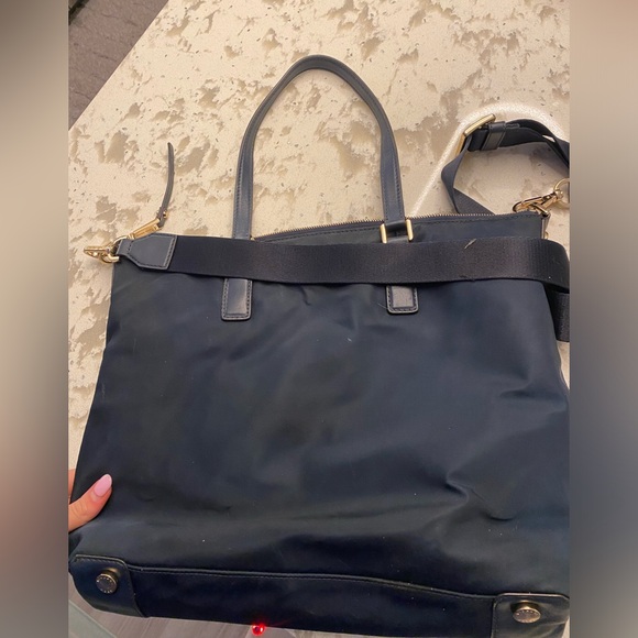 Michael Kors Navy Blue canvas and leather tote bag purse - Picture 2 of 4